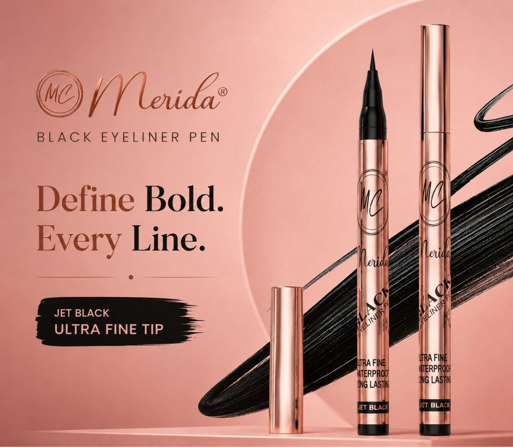 Merida Black Eyeliner Pen – Waterproof Eye Makeup with Ultra Fine Tip