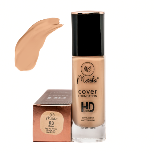 Merida HD Skin Foundation – 24 Hour Full Coverage Matte Finish for Indian Skin