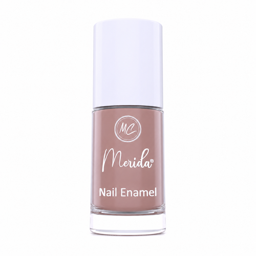 Merida quick dry nail polish bottle in dusty mauve pink shade, chip resistant glossy nail enamel for women