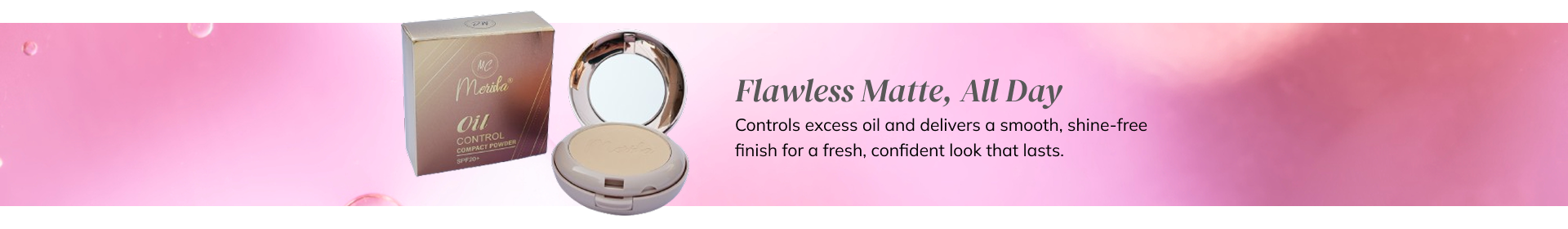 Merida Oil Control Compact Powder – Face Makeup for Flawless Matte Finish and Shine Control